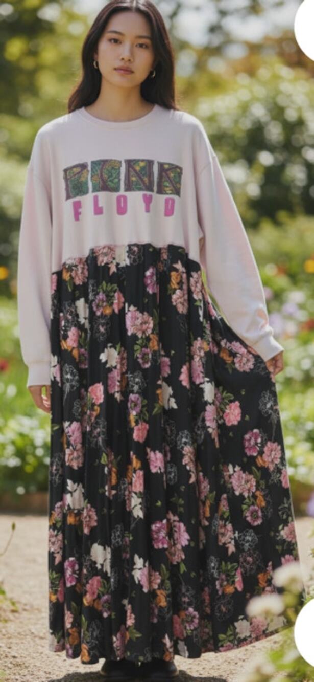 Pink Floyd Upcycled Graphic Sweatshirt Maxi Skirt Dress